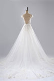Glamorous Shortsleeves Jewel Appliques Wedding Dresses A-line Tulle Lace Bridal Gowns On Sale