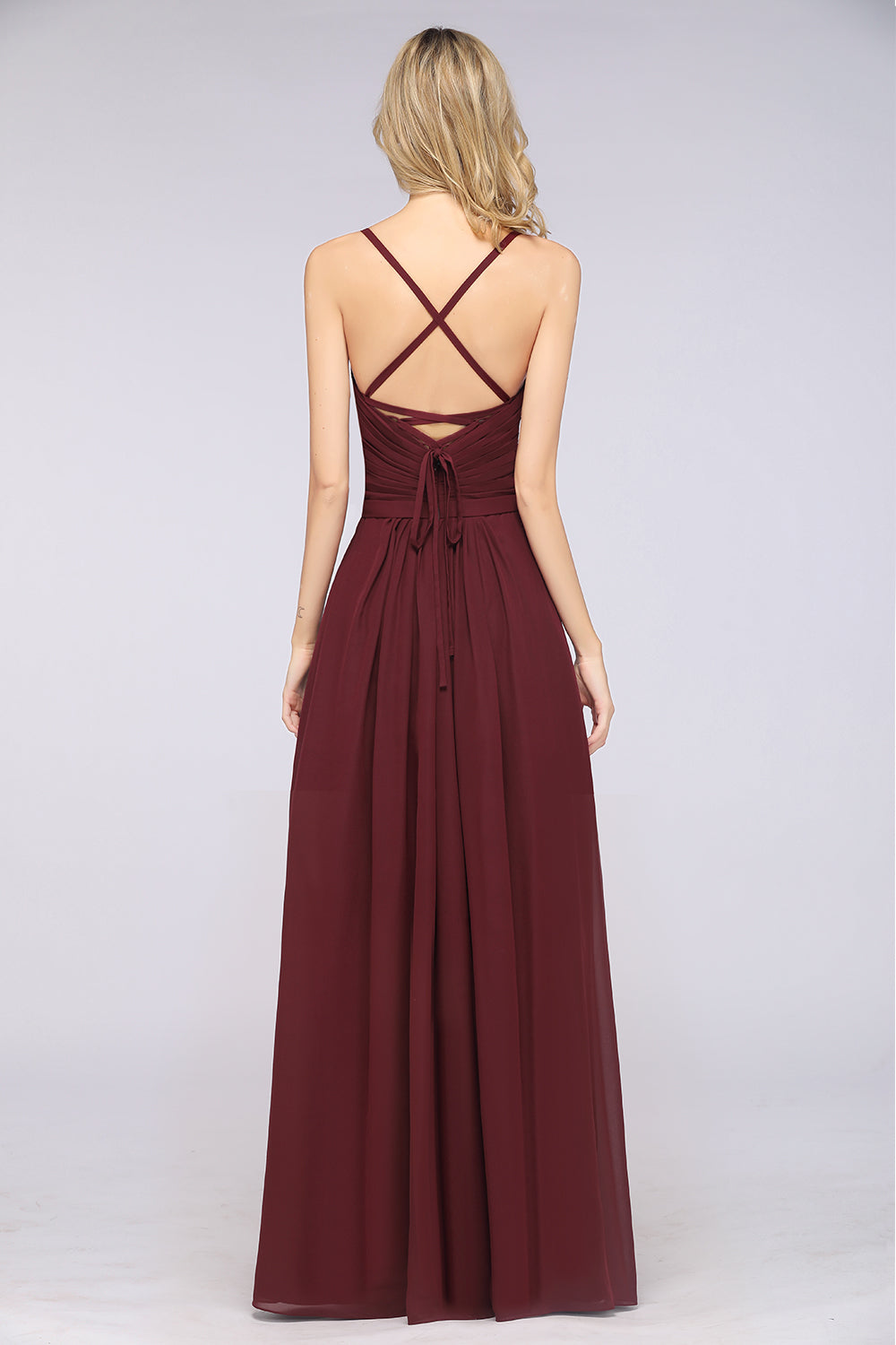 Glamorous Spaghetti Straps Sweetheart Ruffle Chiffon Bridesmaid Dress Online