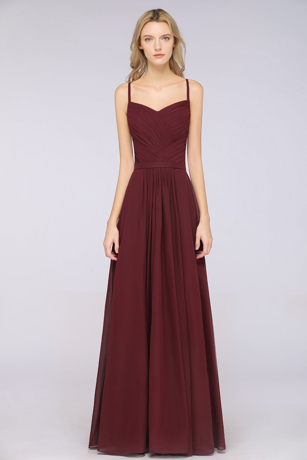 Glamorous Spaghetti Straps Sweetheart Ruffle Chiffon Bridesmaid Dress Online