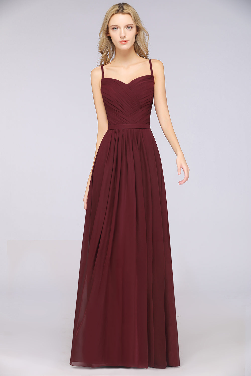 Glamorous Spaghetti Straps Sweetheart Ruffle Chiffon Bridesmaid Dress Online