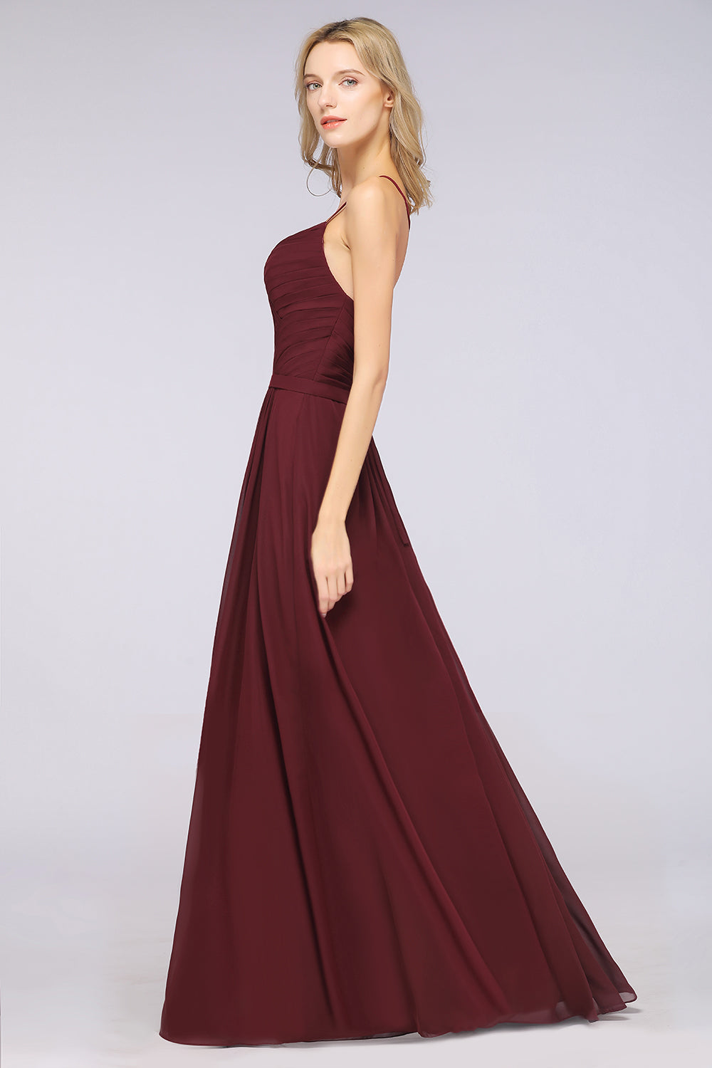 Glamorous Spaghetti Straps Sweetheart Ruffle Chiffon Bridesmaid Dress Online