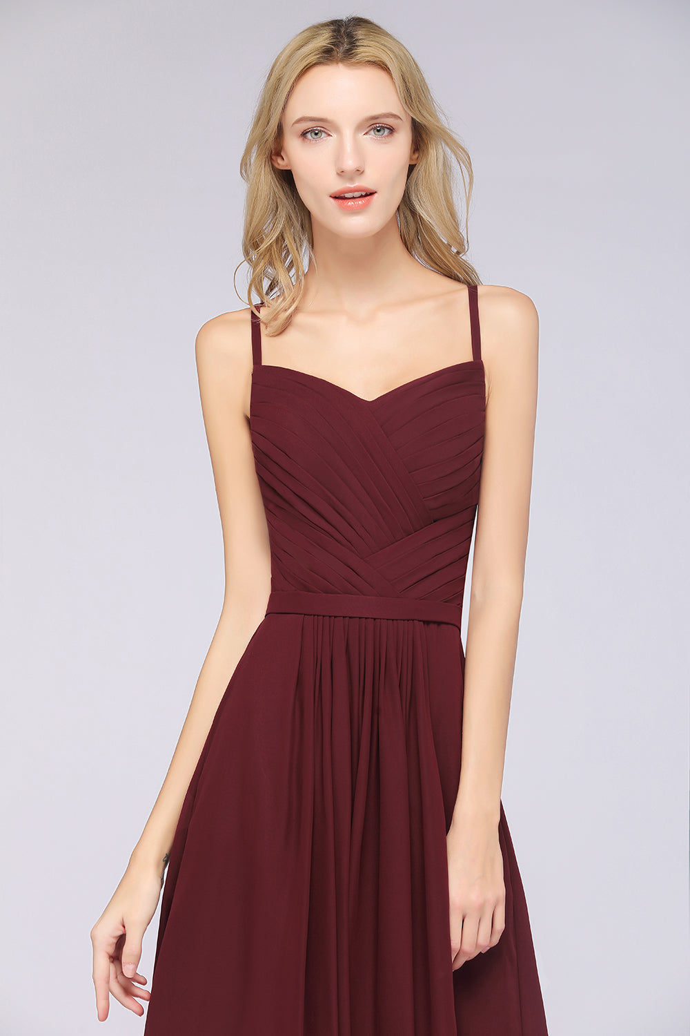 Glamorous Spaghetti Straps Sweetheart Ruffle Chiffon Bridesmaid Dress Online
