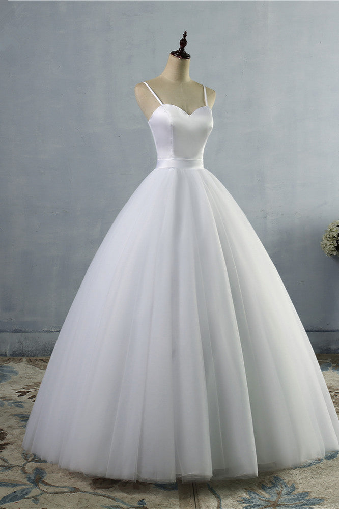 Glamorous Spaghetti Straps Sweetheart Wedding Dresses White Sleeveless Bridal Gowns Online