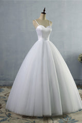 Glamorous Spaghetti Straps Sweetheart Wedding Dresses White Sleeveless Bridal Gowns Online
