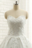 Glamorous Sweetheart A-line Tulle Wedding Dresses With Appliques White Ruffles Lace Bridal Gowns  Online