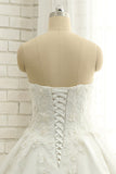 Glamorous Sweetheart A-line Tulle Wedding Dresses With Appliques White Ruffles Lace Bridal Gowns  Online