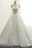 Glamorous Sweetheart A-line Tulle Wedding Dresses With Appliques White Ruffles Lace Bridal Gowns  Online