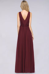 Glamorous TulleV-Neck Ruffle Burgundy Bridesmaid Dress Online