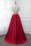 Glamorous V-Neck Rhinestone Burgundy Mermaid Prom Dresses with Cold Sleeves Online