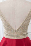Glamorous V-Neck Rhinestone Burgundy Mermaid Prom Dresses with Cold Sleeves Online