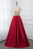 Glamorous V-Neck Rhinestone Burgundy Mermaid Prom Dresses with Cold Sleeves Online