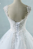 Glamorous V-Neck Tulle Lace Beadings Wedding Dress Appliques Tulle Bridal Gowns with Rhinestones