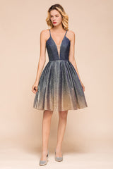 Glittering Halter Short Prom Dress Mini Homecoming Dress With Pocket