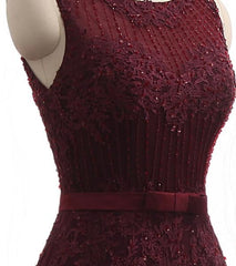 Gorgeous Burgundy Mermaid Prom Dress With Lace Appliques Online