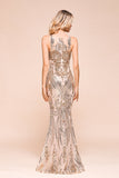 Gorgeous Champagne Sequins Mermaid Prom Dress Long Evening Gowns Online