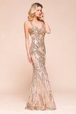 Gorgeous Champagne Sequins Mermaid Prom Dress Long Evening Gowns Online