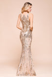 Gorgeous Champagne Sequins Mermaid Prom Dress Long Evening Gowns Online