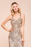 Gorgeous Champagne Sequins Mermaid Prom Dress Long Evening Gowns Online