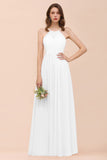 Gorgeous Chiffon Halter Ruffle Affordable Long Bridesmaid Dress