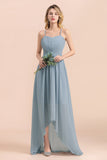 Gorgeous Hi-Lo Heart-Shaped Ruffle Bridesmaid Dress with Spaghetti Straps