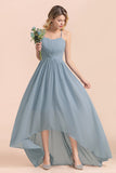 Gorgeous Hi-Lo Heart-Shaped Ruffle Bridesmaid Dress with Spaghetti Straps