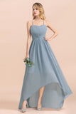 Gorgeous Hi-Lo Heart-Shaped Ruffle Bridesmaid Dress with Spaghetti Straps