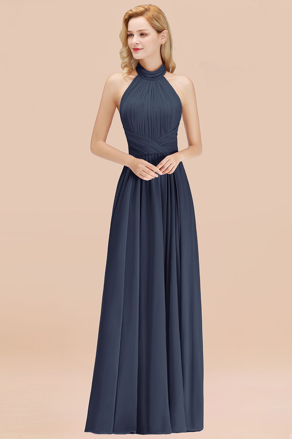 Gorgeous High-Neck Halter Backless Bridesmaid Dresses Dusty Rose Chiff Newinlook Gorgeous High-Neck Halter Backless Bridesmaid Dresses Dusty Rose Chiff Newinlook