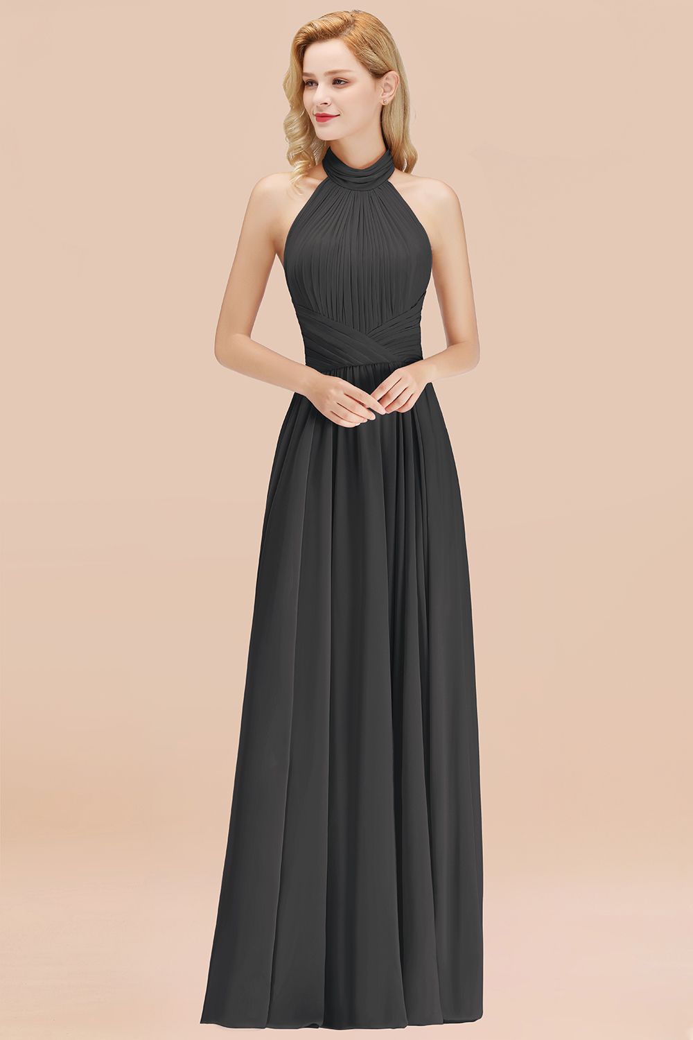 Gorgeous High-Neck Halter Backless Bridesmaid Dresses Dusty Rose Chiff Newinlook Gorgeous High-Neck Halter Backless Bridesmaid Dresses Dusty Rose Chiff Newinlook
