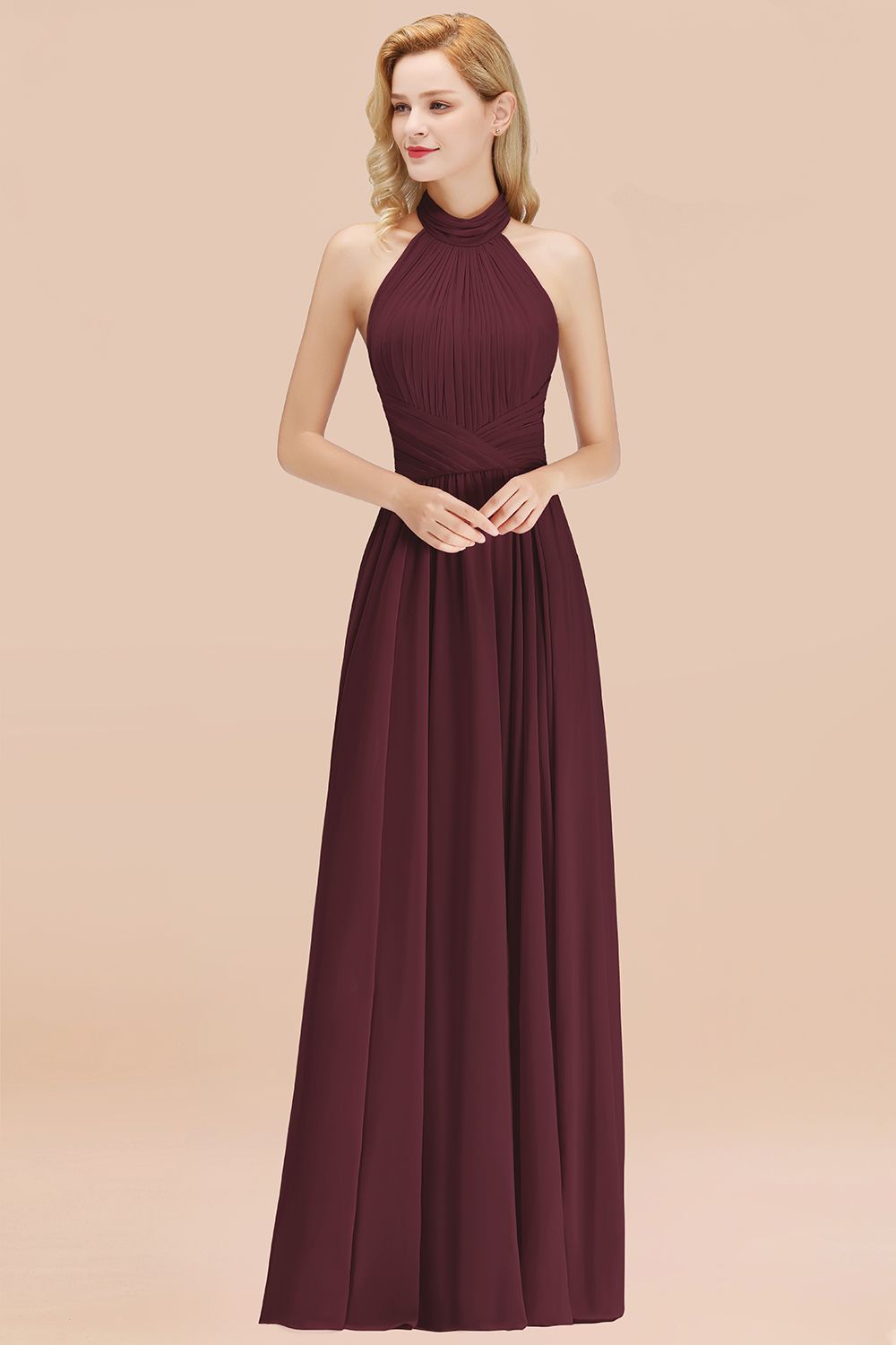 Gorgeous High-Neck Halter Backless Bridesmaid Dresses Dusty Rose Chiff Newinlook Gorgeous High-Neck Halter Backless Bridesmaid Dresses Dusty Rose Chiff Newinlook