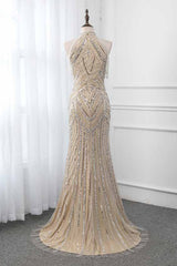 Gorgeous High-Neck Sleeveless Mermaid Prom Dresses with Rhinestoes Online