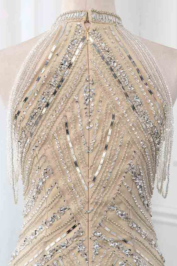 Gorgeous High-Neck Sleeveless Mermaid Prom Dresses with Rhinestoes Online
