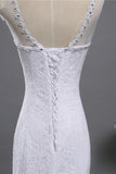 Gorgeous Jewel Lace Mermaid Wedding Dress Sleeveless Appliques Bridal Gowns with Rhinestones