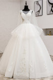Gorgeous Jewel Sleeveless White Wedding Dress Tulle Appliques Bridal Gowns Online