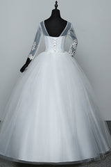 Gorgeous Jewel Tulle Lace White Wedding Dresses 3/4 Sleeves Appliques Bridal Gowns On Sale