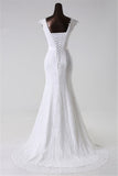 Gorgeous Lace Jewel Mermaid White Wedding Dresses with Appliques Online