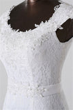 Gorgeous Lace Jewel Mermaid White Wedding Dresses with Appliques Online