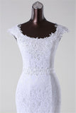 Gorgeous Lace Jewel Mermaid White Wedding Dresses with Appliques Online