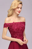 Gorgeous Lace Off-the-shoulder Short Burgundy Bridesmaid Dresses Online