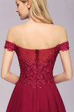 Gorgeous Lace Off-the-shoulder Short Burgundy Bridesmaid Dresses Online