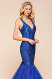Gorgeous Royal Blue Mermaid Prom Dress Long Sequins Evening Party Gowns Online