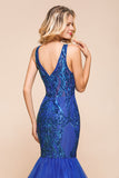 Gorgeous Royal Blue Mermaid Prom Dress Long Sequins Evening Party Gowns Online