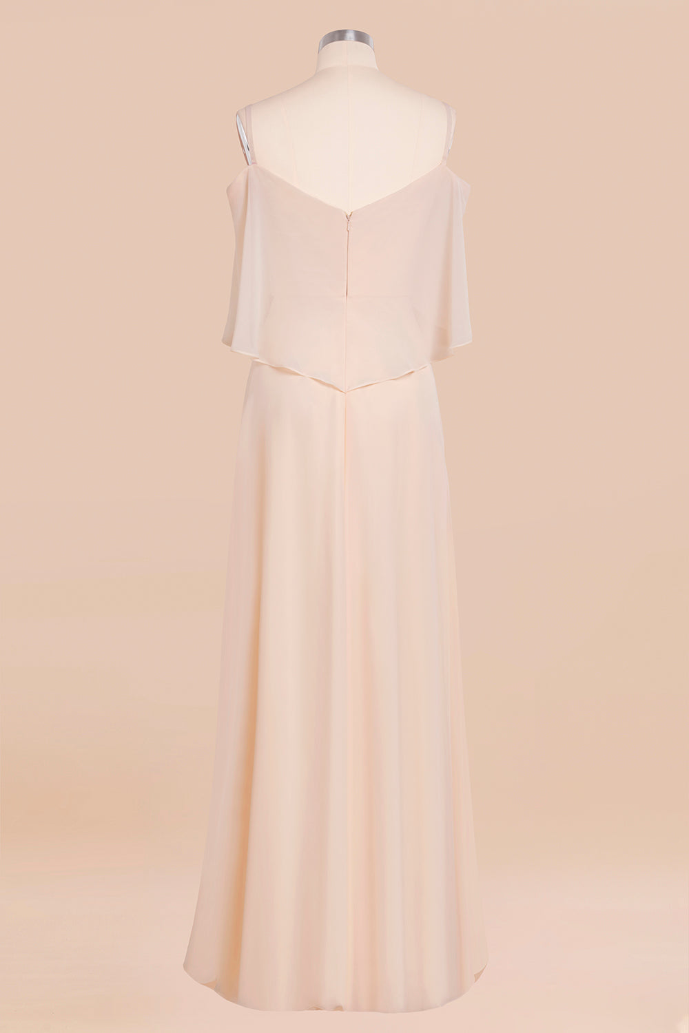 Gorgeous Spaghetti Straps Flounced Crinkle Affordable Bridesmaid Dresses with Slit