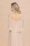 Gorgeous Spaghetti Straps Flounced Crinkle Affordable Bridesmaid Dresses with Slit