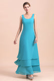 Gorgeous Square Neck Flowers Layers Mother of Bride Dress with Long Wraps