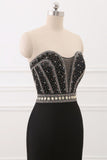 Gorgeous Strapless Sweetheart Black Mermaid Prom Dresses with Rhinestones Online