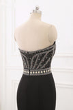 Gorgeous Strapless Sweetheart Black Mermaid Prom Dresses with Rhinestones Online