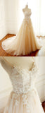 Gorgeous Sweetheart Creamy Tulle Wedding Dress Spaghetti Straps Sweep Train Bridal Gowns On Sale