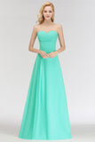 Gorgeous Sweetheart Ruched Long Bridesmaid Dress Dusty Rose Chiffon Strapless Maid of Honor Dress