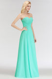Gorgeous Sweetheart Ruched Long Bridesmaid Dress Dusty Rose Chiffon Strapless Maid of Honor Dress