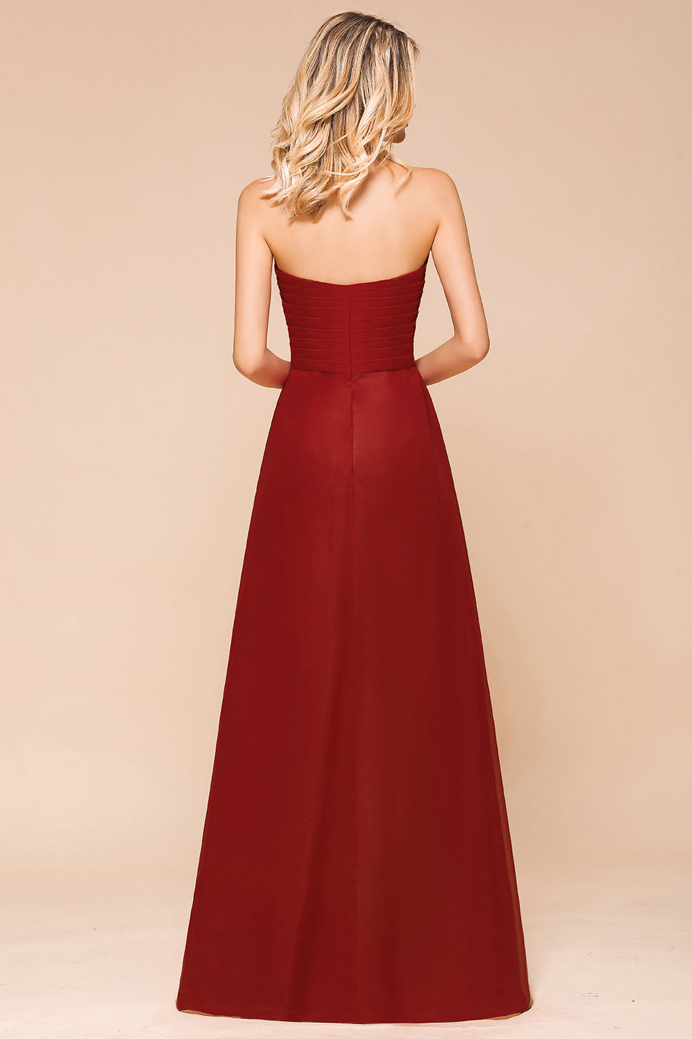 Gorgeous Sweetheart Strapless Rust Bridesmaid Dresses with Ruffle